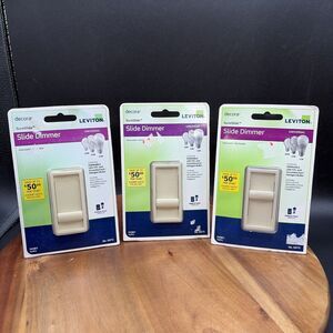 Lot Of 3 Leviton Decora Slide Dimmer Ivory SureSlide Single Pole LED/CFL Bulb